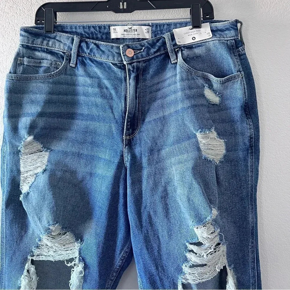Hollister Women's Cotton Curvy High Rise Mom Distressed Jeans 32 - Picture 4 of 10